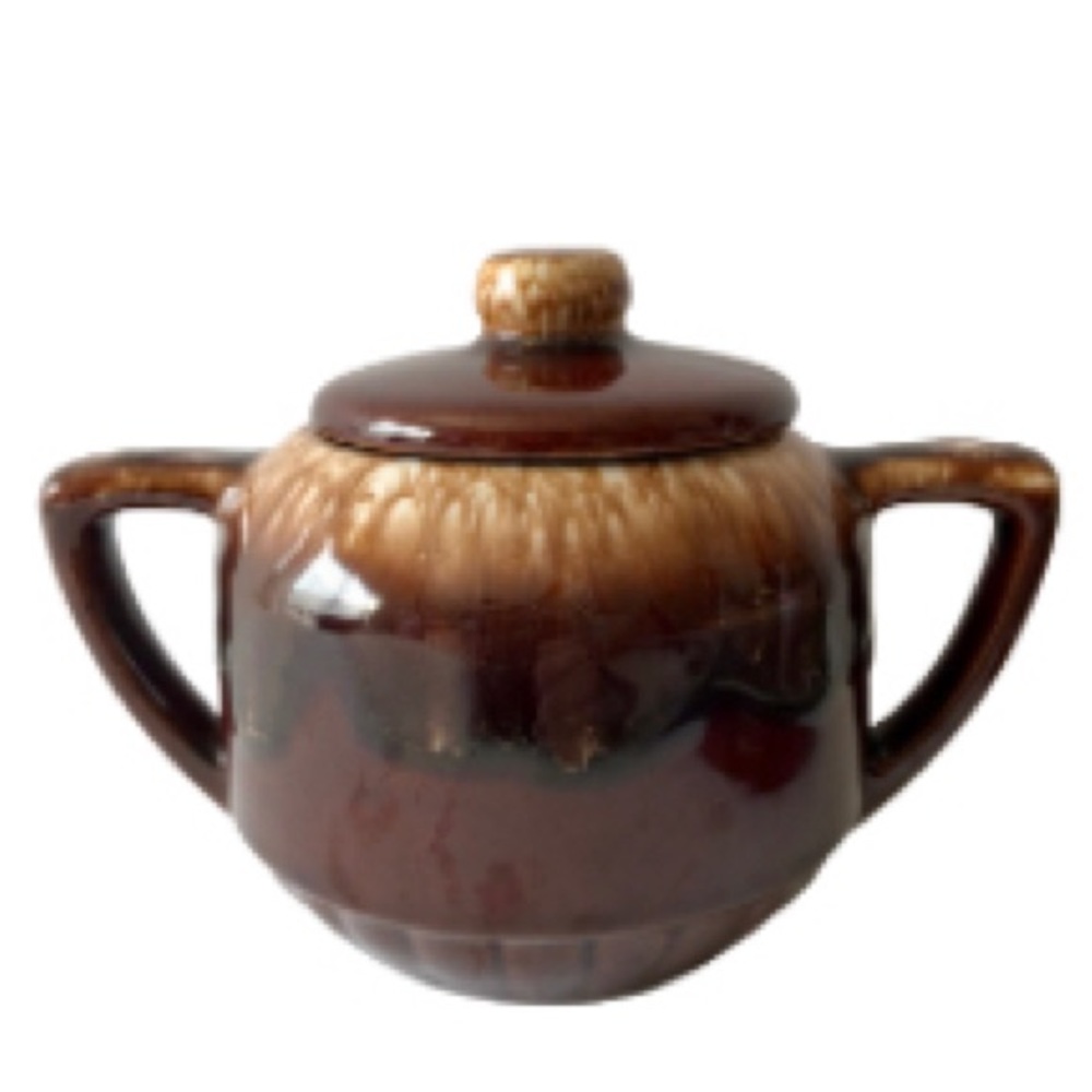 McCoy Pottery Vintage Brown Drip Glaze Bean Pot with Lid